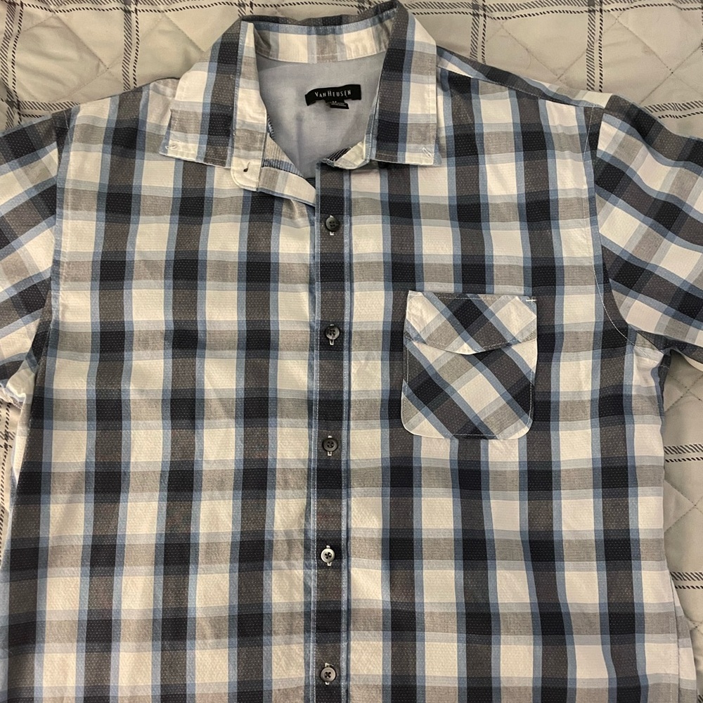 Vanheusen plaid shirt mens